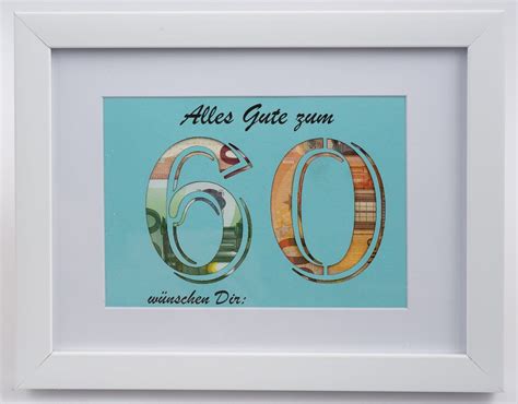 Geburtstag sollten in keinem fall einfältig wirken. Geldgeschenk zum 60. Geburtstag, Geldverpackung - Hellblau ...