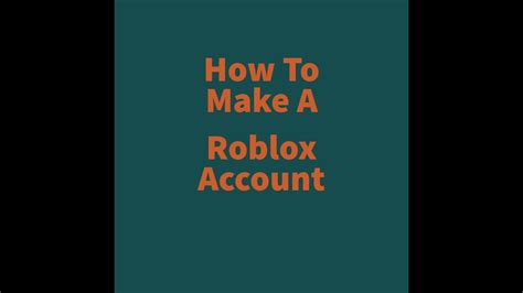 How To Make A Roblox Account Youtube