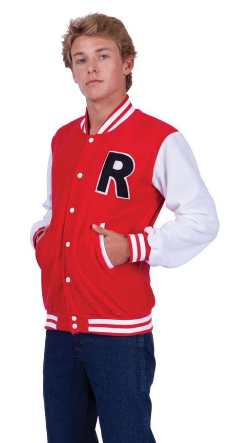 Adult Mens Red Letterman Jacket Costume 50s Costumes 50s Costumes