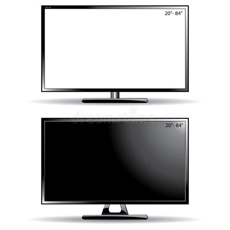Two Ultra Slim Tv Monitor With Blank And Black Screens Stock Vector
