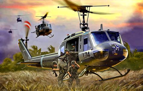Photo Wallpaper M16 Helicopter Us Army Landing Bell Uh 1 Iroquois