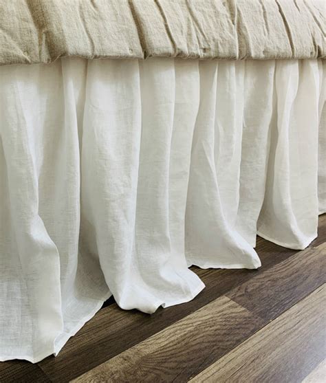 White Bed Skirt Up To 24 Drop 100 Natural Linen Handcrafted By