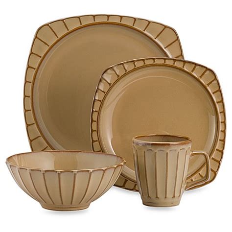 Comes out to about $188 shipped, which is about $23.5 for each complete plate setting. Society 16-Piece Dinnerware Set in Beige - Bed Bath & Beyond