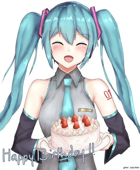 Miku With Her Birthday Cake Vocaloid Anime Vocaloid Miku