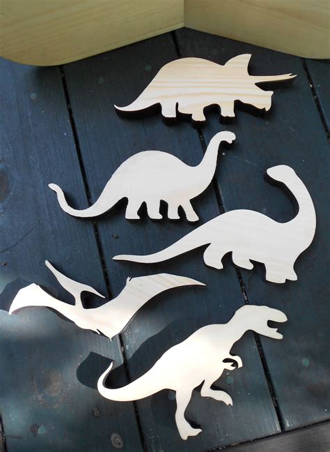 Wood Dinosaur Shapes Crafting Projects Decorate Dinosaur Children's ...