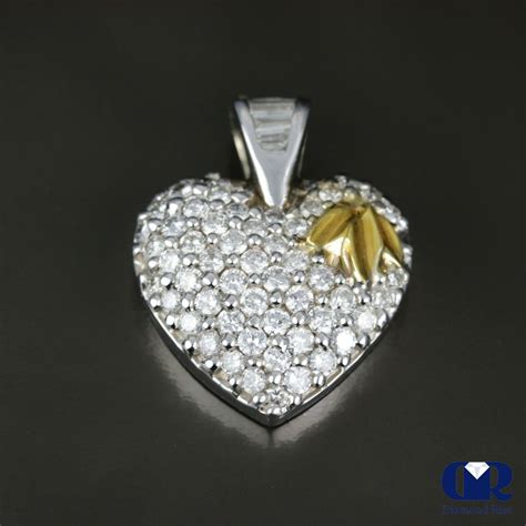 Natural 165 Ct Round Cut Diamond Heart Shaped Pendant Necklace 14k