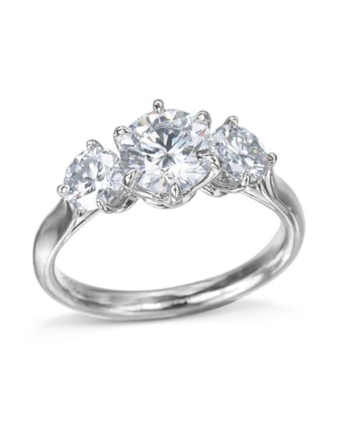 Platinum Three Stone Round Diamond Engagement Ring