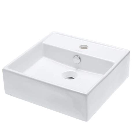 Elanti Wall Mounted Square Bathroom Sink In White Ec9868 The Home Depot