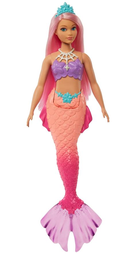 buy barbie dreamtopia mermaid doll with curvy body pink hair pink ombre tail and tiara accessory