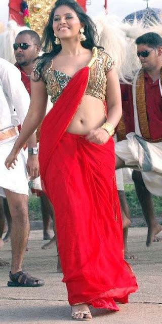 All Indian Beauties Anjali Hot Boobs N Navel Stills In Red Saree From Kalakalappu Movie