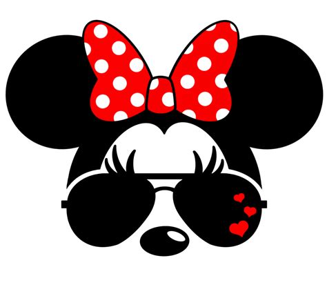 Disney Mickey Mouse Or Minnie With Sunglasses Hearts Vinyl Iron On
