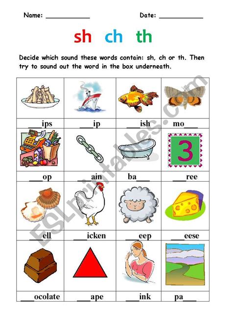 Sh Ch Worksheets Printable Word Searches