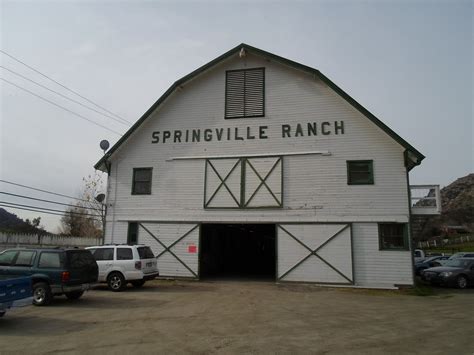 the big white barn at the springville ranch the barn was constructed in 1947 springville