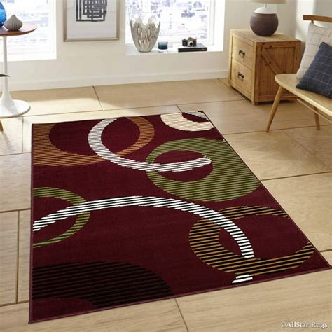 Allstar Burgundy Area Rug Contemporary Abstract Traditional