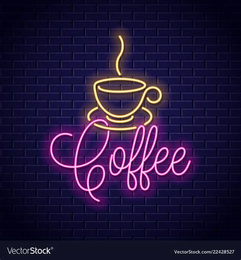 Coffee Neon Banner Cup Of Neon Sign Royalty Free Vector