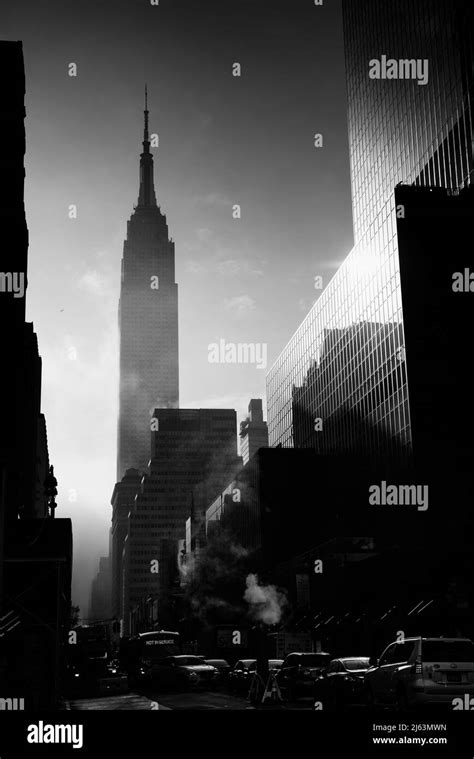 atmospheric view of the empire state building on 34th street midtown manhattan new york usa