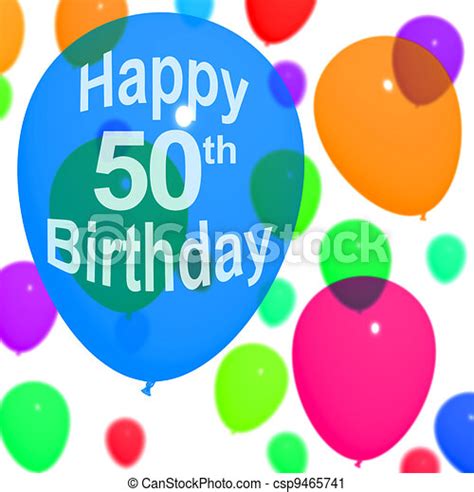 Multicolored Balloons For Celebrating A 50th Or Fiftieth Birthdays