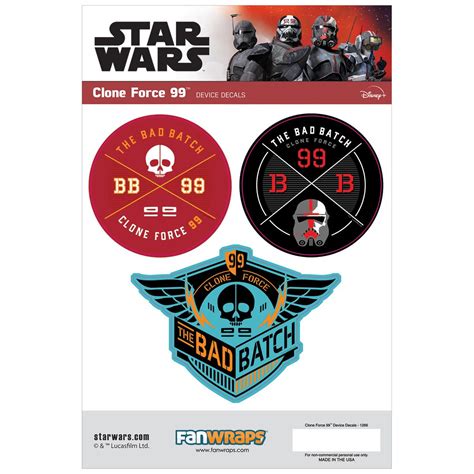 Star Wars The Bad Batch Clone Force 99 Device Decals