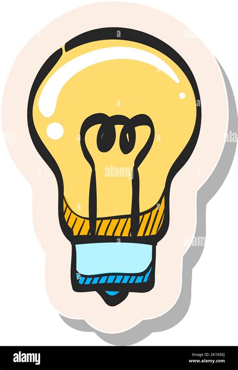 Hand Drawn Light Bulb Icon In Sticker Style Vector Illustration Stock