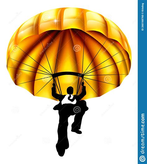 Parachute Businessman Man Silhouette Sky Diving Stock Vector
