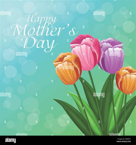 Happy Mothers Day Greeting Card Beautiful Flowers Stock Vector Image And Art Alamy