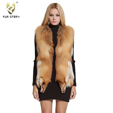 Real Fox Fur Vest Luxury Natural Red Fox Fur Vest Gilet Winter Warm