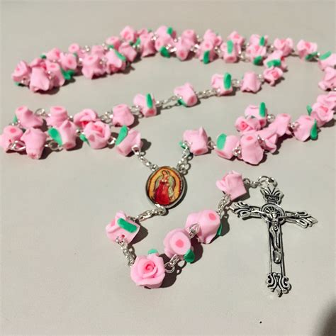 New Virgen De Guadalupe Pink Roses Rosaryunique Rosary Virgin Mary