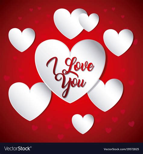 White and red hearts flying i love you card Vector Image