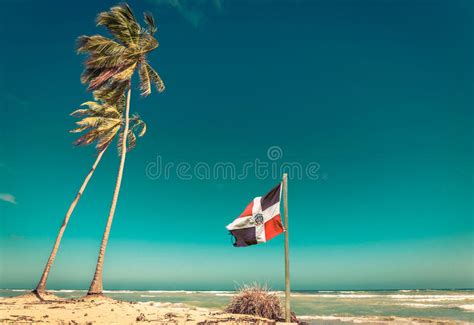 flagge der dominikanischen republik am strand stockbild bild von tourismus sommer 65480797