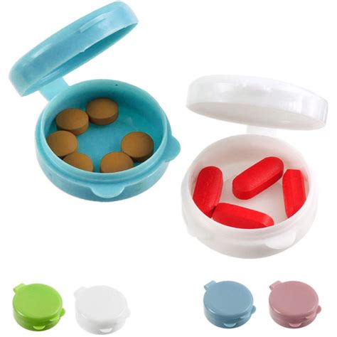 2 Pocket Pill Caddy Travel Plastic Container Medicine Tablet Case
