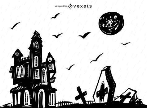 Spooky Halloween Background Drawing Vector Download