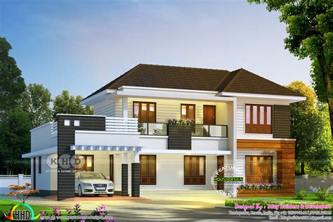 4 Bedroom 2350 Square Feet Mixed Roof Villa Kerala Home Design And