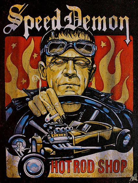 Speed Demon By Mike Bell Frankenstein Hot Rod Shop Canvas Art Print