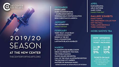 The Center For The Arts Announces Inaugural 20192020 Season Lineup For