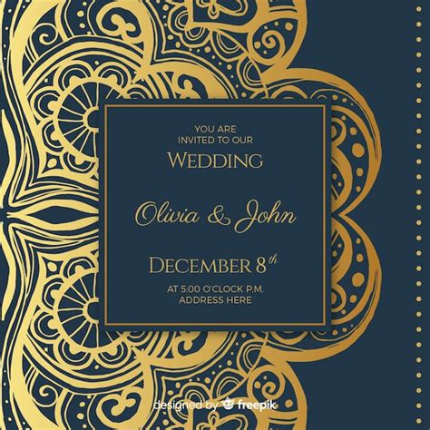 Free Vector Elegant Wedding Invitation Card Template