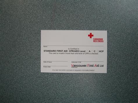 Red Cross Standard First Aid Certificate Vancouver First Aid