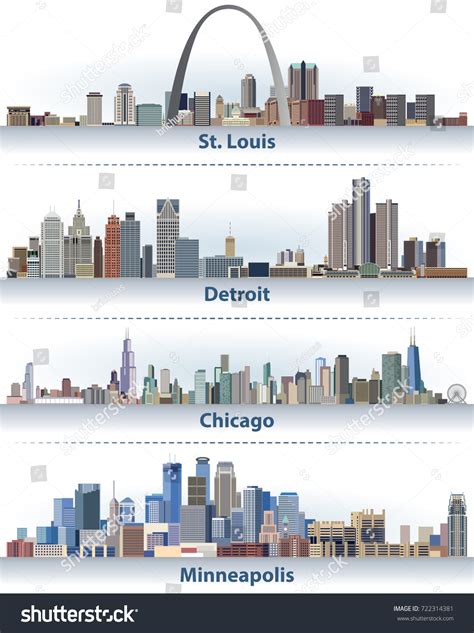 Vector Illustration United States City Skylines Stock Vector Royalty