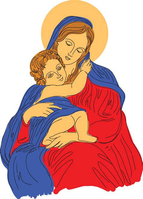 Mary Mother And Jesus Christ Vector Illustration 9356599 Vector Art At