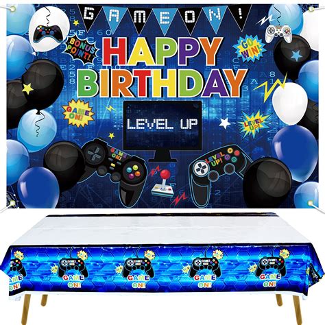 Buy Kefan Video Game Birthday Party Backdrop And Table Cover Package