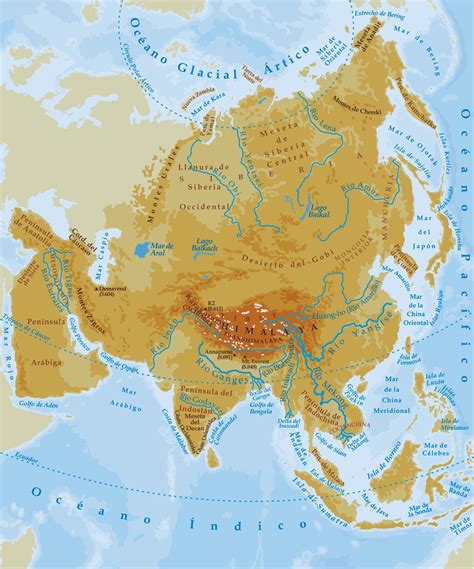 GeografÍa E Historia Tietar Mapa FÍsico Asia
