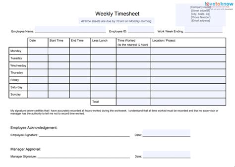 Best Timesheet Templates To Track Work Hours Free Business Card