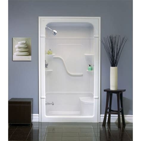 We chose the 48″ x 48″ x 3/4″ fundo ligno. modern bathroom with fiberglass shower stall seat lowes ...