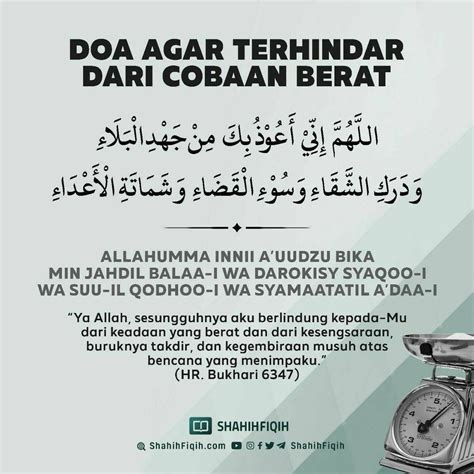 Foto Dakwah: Doa agar terhindar dari cobaan berat sesuai sunnah lafaz