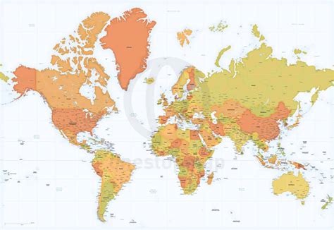 World Map Mercator World Map Gray