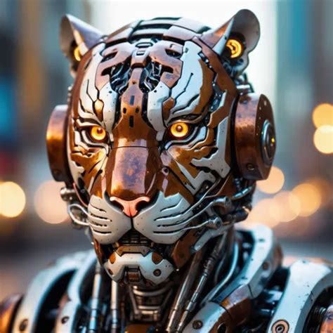 Portrait Photo Of Cyborg Tiger Mech Suit Light Bo Openart