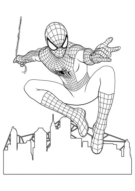 Spider Man Nad Městem Omalovánky Konečný Spiderman Omalovánky