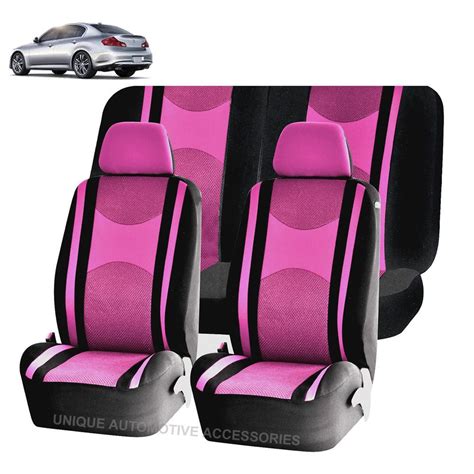 pink and bk honeycomb airbag ready split bench seat covers 6pc set for cars 1143 bench seat
