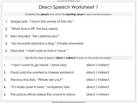 Direct Speech English 2nd Grade