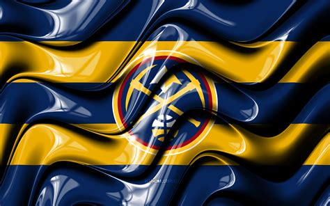 Download Wallpapers Denver Nuggets Flag 4k Blue And Yellow 3d Waves