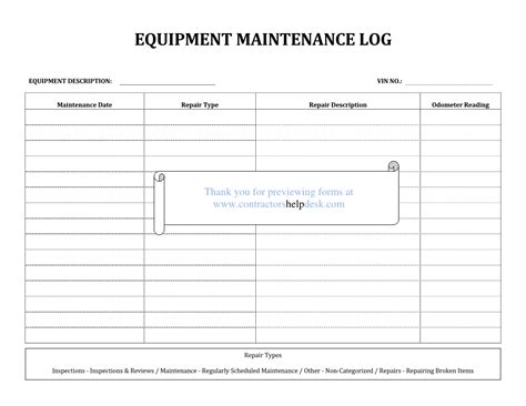 Excel template for maintenance planning and scheduling. Contractors Help Desk - Forms